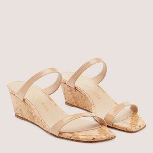 STUART WEITZMAN Aleena 50 Nude Cork Wedge Sandal Heel | 10.5